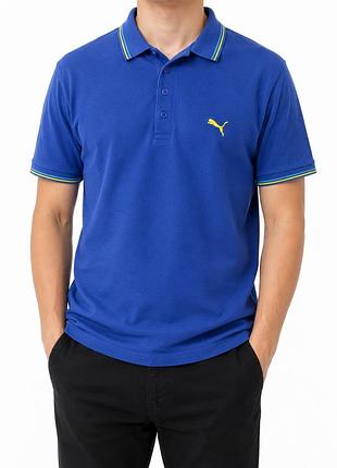 Puma classic blue polo – синє чоловіче поло з контрастним логотипом