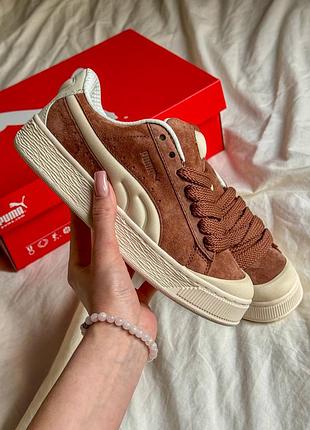 Крутезні жіночі кросівки puma suede xl crush preserves beige brown коричневі
