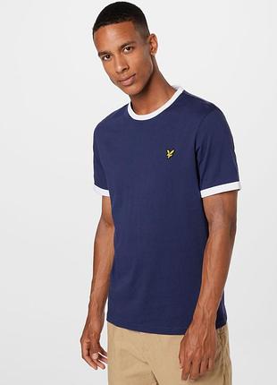 Мужская футболка lyle &amp; scott ringer t-shirt выполнена из 100% хлопка в темно-синем цвете