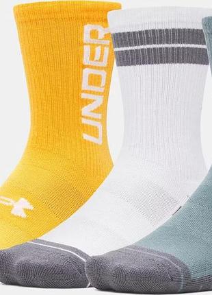 Носки under armour perf tech nov 3pk crew бирюзовый, белый, оранжевый lg (1379515-587)