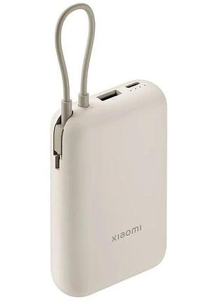 Зовнішній акумулятор xiaomi power bank 10000mah (integrated cable) tan gl