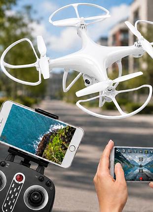 Квадрокоптер с камерой и пультом управления / дрон со стабилизацией drone x8 белый