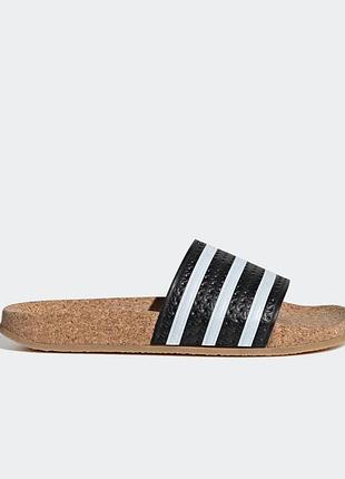 Діночі шкіряні тапки коркова підошва adidas adilette cork шльопанці