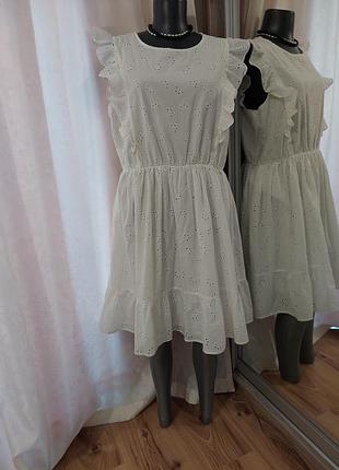 Котоновое с воланом по низу платье 👗 прошва