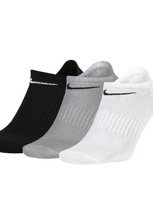 Шкарпетки nike u nk everyday ltwt ns 3pr чорний, білий, сірий уні 34-38