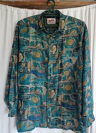 Мужская шелковая рубашка manhattan l-xl шелк 100%