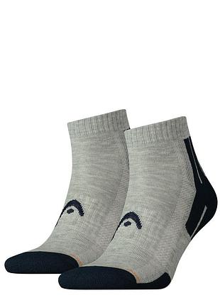 Носки head performance quarter 2ppk unisex серый, синий уни 35-38