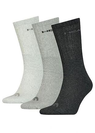 Шкарпетки head crew 3p unisex сірий, білий, чорний уні 35-38