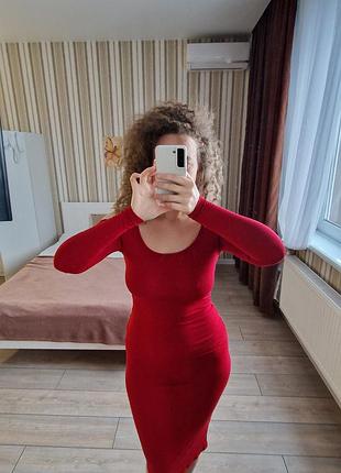 Трикотажне плаття asos приталене розмір 36 насиченого кольору вишні