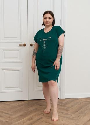 Женская туника с коротким рукавом plus size - разрез на ножке