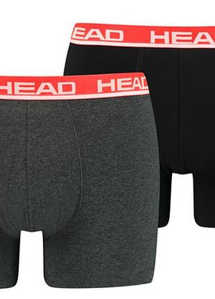 Трусы-боксеры head basic boxer 2p серый, красный чел m