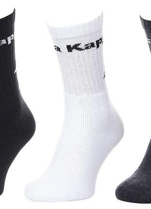 Шкарпетки kappa socks logo saboya 3pack чорний, білий, сірий уні 39-42