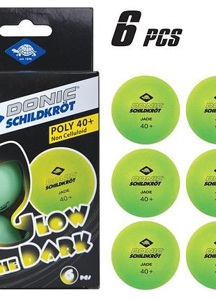Мячі для настільного тенісу donic glow in the dark (6шт) 40+