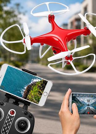 Квадрокоптер с камерой и пультом управления / дрон со стабилизацией drone x8 красный
