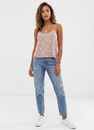 Бежевая майка в горошек primark (размер l / uk 14-16)