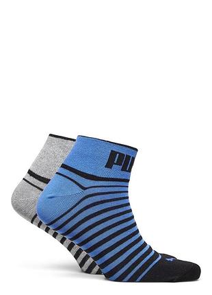 Носки puma unisex quarter 2p синий, серый, черный уни 39-42