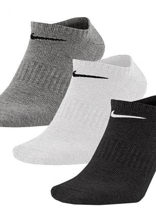 Шкарпетки nike u nk everyday ltwt ns 3pr білий, сірий, чорний уні 38-42