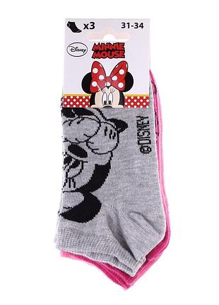 Носки minnie gros plan/minnie + pois/minnie 3p пурпурный, черный, серый дит 35-38 арт 83152162-1