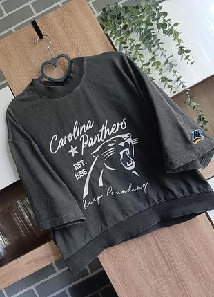 Carolina panthers+girl tribe футболка оверсайз укорочена