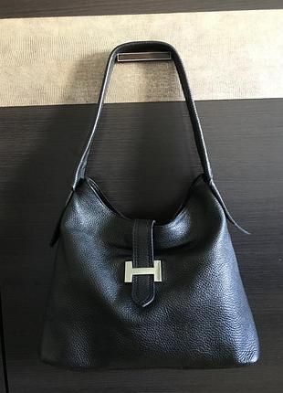 Шкіряна чорна сумка hermes