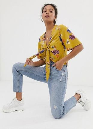 Яркий цветочный топ с завязками primark uk 10