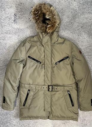 Вінтажний пуховик moncler парка натуральне хутро пояс розмір 2