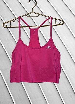 Жіночий спортивний топ adidas s m оригінал адідас стан чудовий рожевий подвійний без чашок для фітнесу залу бігу майка 44 46