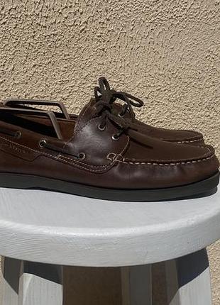 Hush puppies чоловічі шкіряні туфлі топ сайдери коричневі 45 розмір