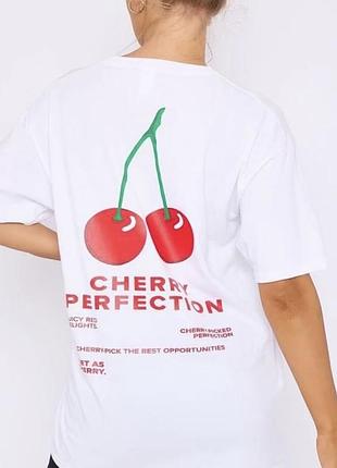 Футболка cherry perfection, біла футболка