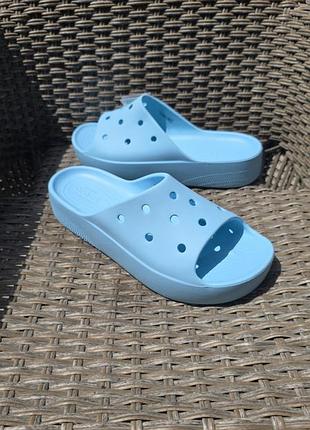 Блакитні  шлепки crocs slide w7 w8 , w9, w10, w11