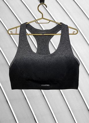 Женский спортивный топ Ausa pro xl 2xl оригинал юсса о состоянии идеала принт омбре без чашек для фитнеса зала бра батал 52 54