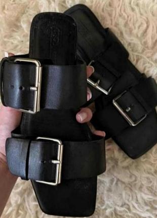 Шлепки шлепанцы натуральная, кожа полностью  индия