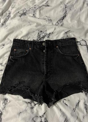 Чорні джинсові шорти zara