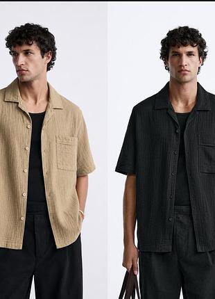 Чоловіча муслінова сорочка короткий рукав zara
