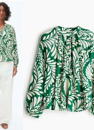 Блуза оверсайз с обьемными рукавами в яркий принт h&m