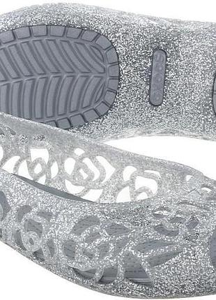 Балетки crocs isabella glitter flat gs silver