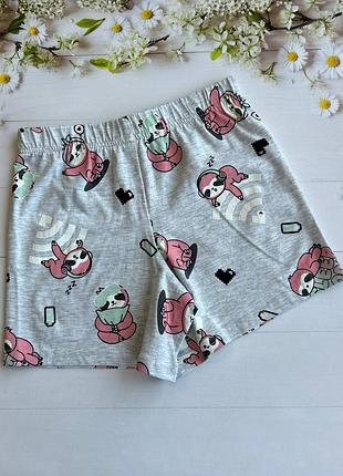 Пижамные шорты на девочку хлопковые ленивцы от primark р.134 см, 152 см