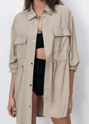 Бежева рубашка zara utility shirt dress.