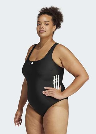Жіночий суцільний купальник adidas performance 3-stripes, чорний 2xl