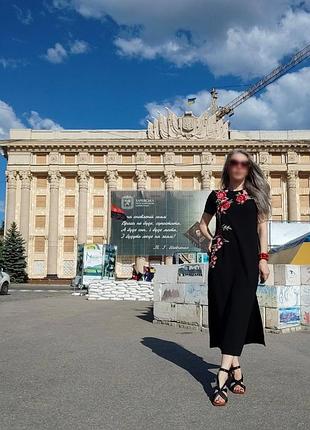 Вишиванка сукня розмір s 36 zara бренд жіноча чорна вышиванка жен черное платье б/в