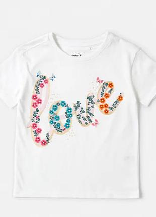 🌸 ніжна біла футболка anko "love" з квітковим принтом та метеликами