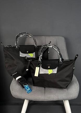 Сумка longchamp le pliage energy m, чорна жіноча трендова сумка лонгшамп