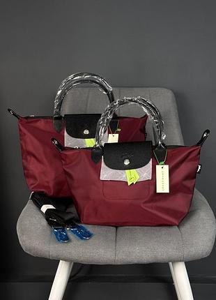 Сумка longchamp le pliage energy m , l,  бордова жіноча сумка