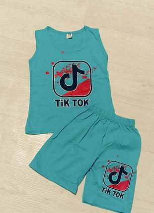 Яркий детский летний костюм tiktok (майка и шорты) 116 см, 5-6 лет