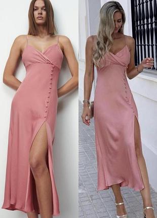 Красивое сатиновое платье миди от zara 🩷🩷
