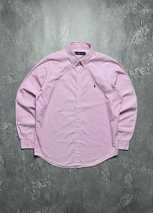 Vintage винтажная рубашка polo ralph lauren поло ральф лаурен big pony striped в полоску size l размер л