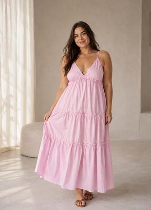 Сукня сарафан river island l рожева максі 100% бавовна boho літн