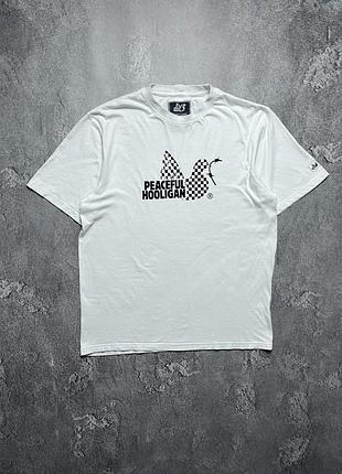 Vintage винтажная футболка peaceful hooligan писфул хулиган big logo casual кэжуал size l размер л