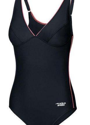 Купальник слитный для женщин aqua speed grace 61558 черный, красный жин