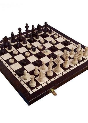 Шахи madon набір №4: шахи, шашки, нарди коричневий, бежевий уні 41х41см